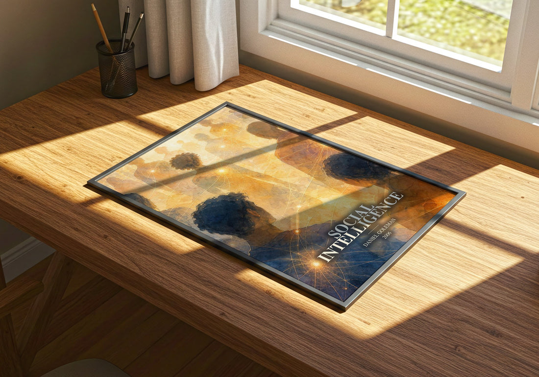 Social Intelligence watercolour book poster framed on wall – non fiction wall art