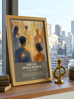 Social Intelligence bookish print framed by window – literary home decor