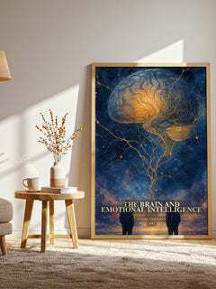 The brain and emotional intelligence watercolour print in frame leaning in hallway – non fiction wall art