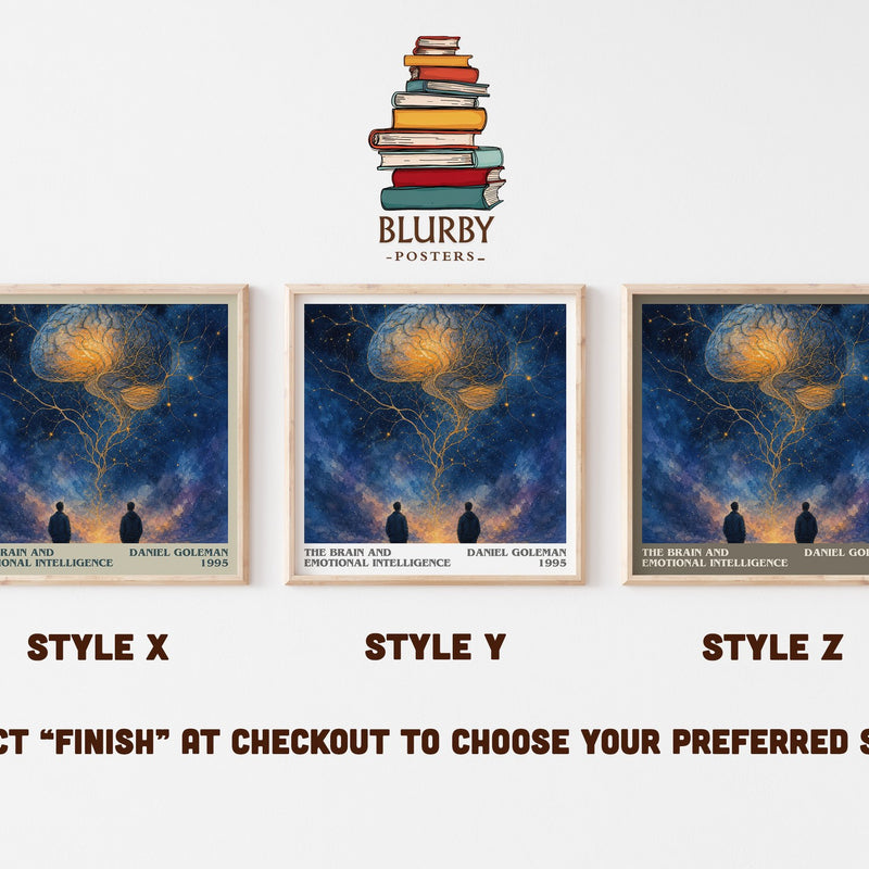 The brain and emotional intelligence literary print in frame leaning in hallway – non fiction wall art