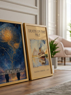 The brain and emotional intelligence watercolour print framed by window – literary home decor