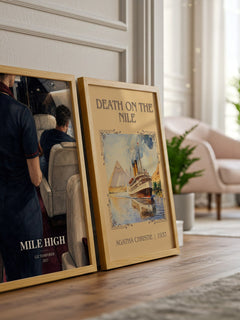 Mile High watercolour print framed by window – literary home decor