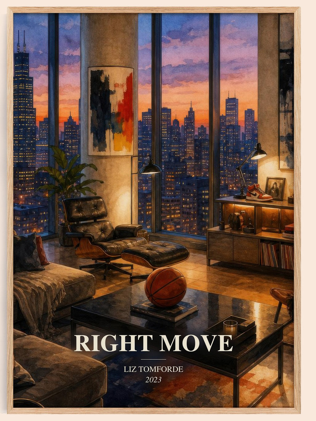 Right Move watercolour book poster by Liz Tomforde – framed literary art print
