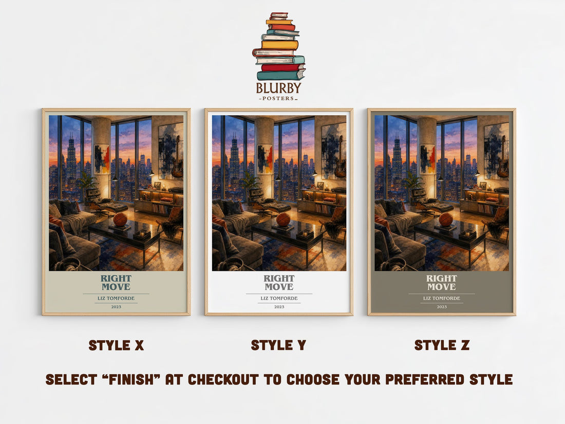 Right Move book cover print in frame leaning in hallway – romance wall art (mockup)