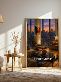 Right Move watercolour print in frame leaning in hallway – romance wall art