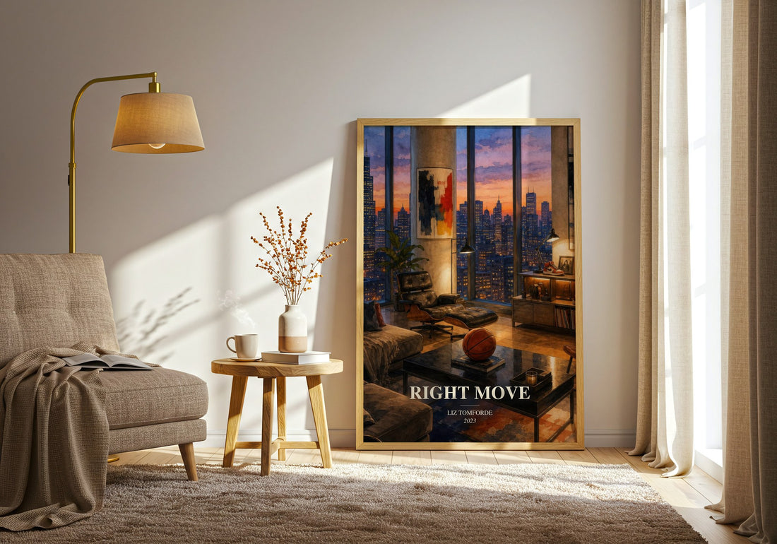Right Move watercolour print in frame leaning in hallway – romance wall art