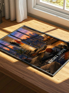 Right Move watercolour book poster framed on wall – romance wall art