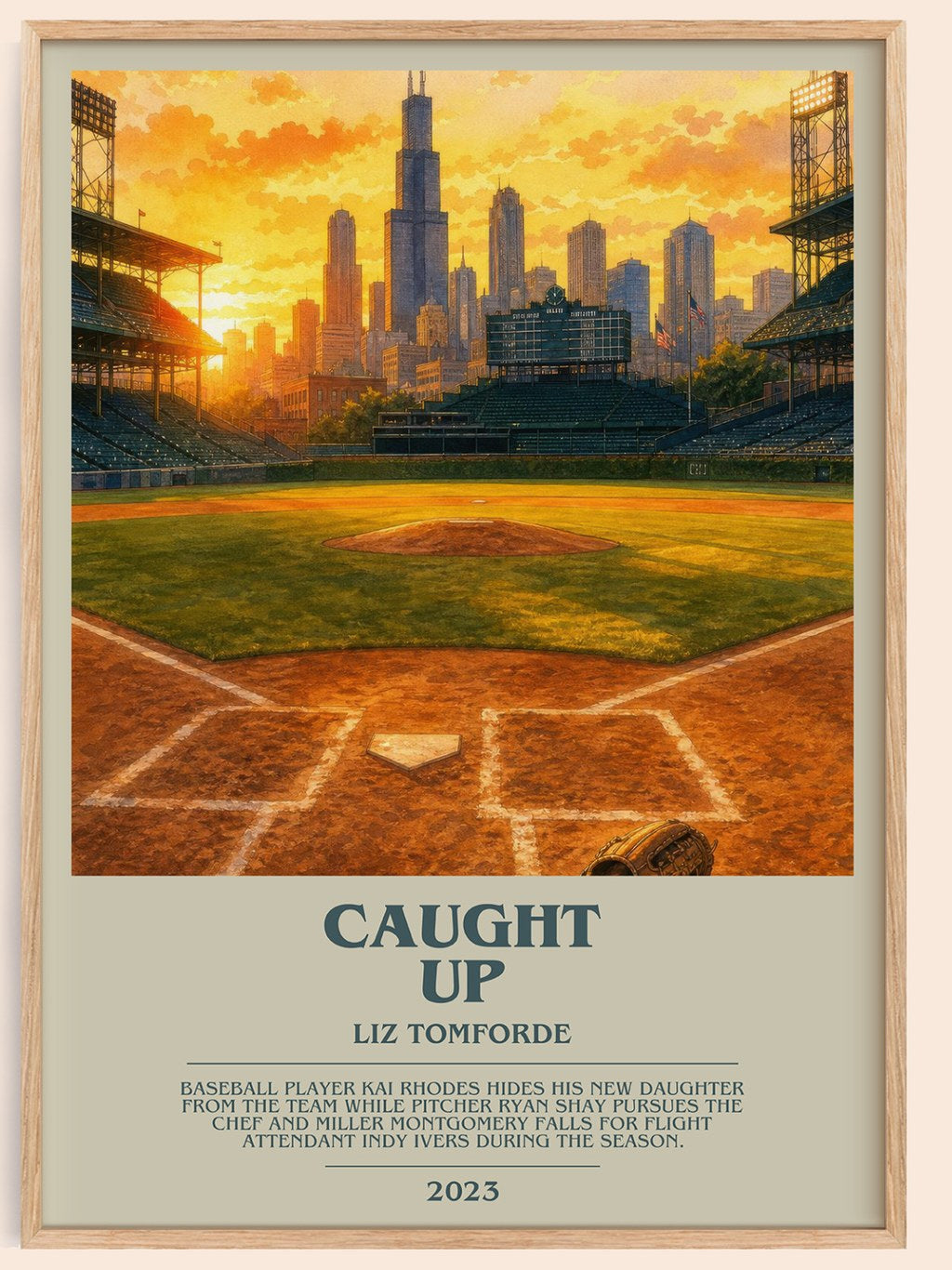 Caught Up bookish book poster by Liz Tomforde – framed literary art print