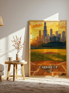 Caught Up watercolour print in frame leaning in hallway – romance wall art