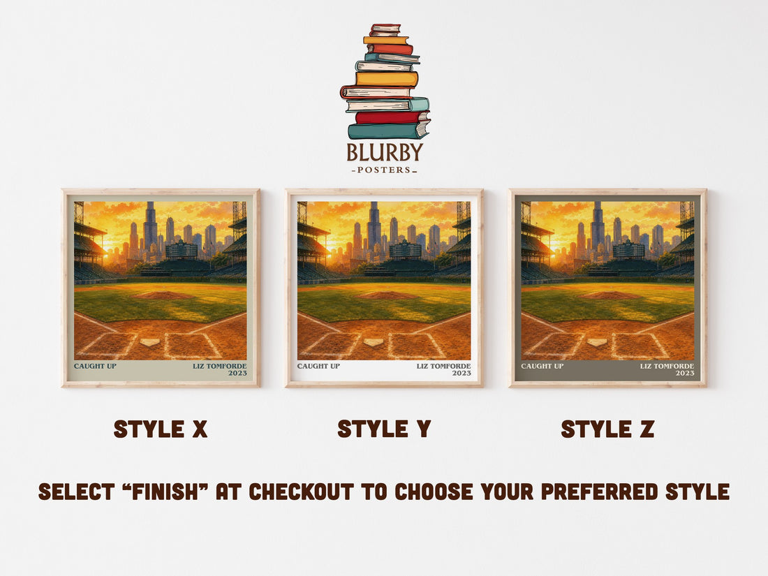 Caught Up literary print in frame leaning in hallway – romance wall art (mockup)