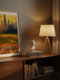 Caught Up watercolour print on bookshelf – Liz Tomforde fan gift