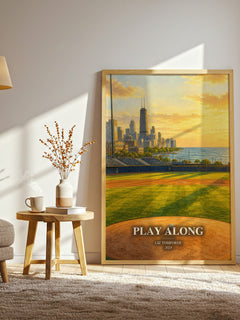 Play Along watercolour print in frame leaning in hallway – romance wall art