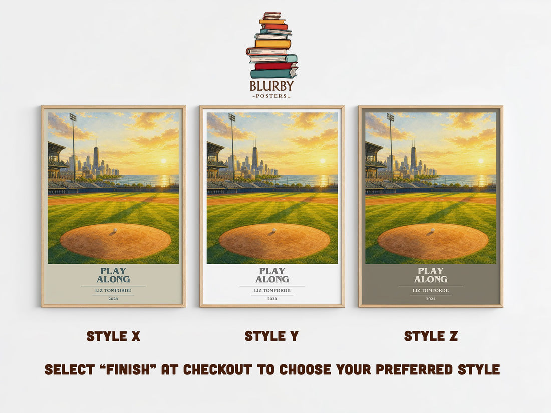 Play Along book cover print in frame leaning in hallway – romance wall art (mockup)