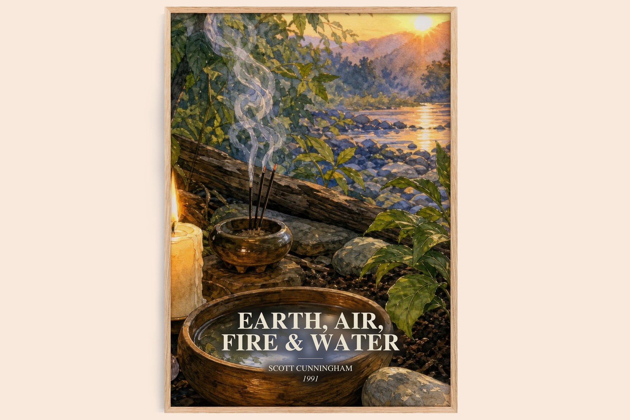 Earth, air, fire & water Book Watercolour Illustration by Scott Cunningham