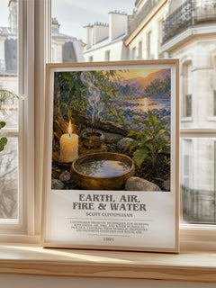 Earth, air, fire & water bookish poster colour and style options – Scott Cunningham book art