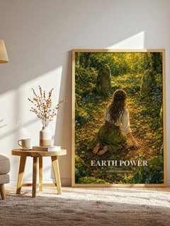 Earth power watercolour print in frame leaning in hallway – non fiction wall art