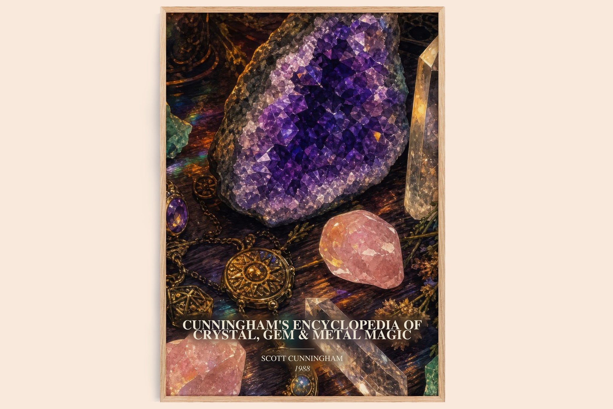 Cunningham's encyclopedia of crystal, gem & metal magic Book Watercolour Illustration by Scott Cunningham