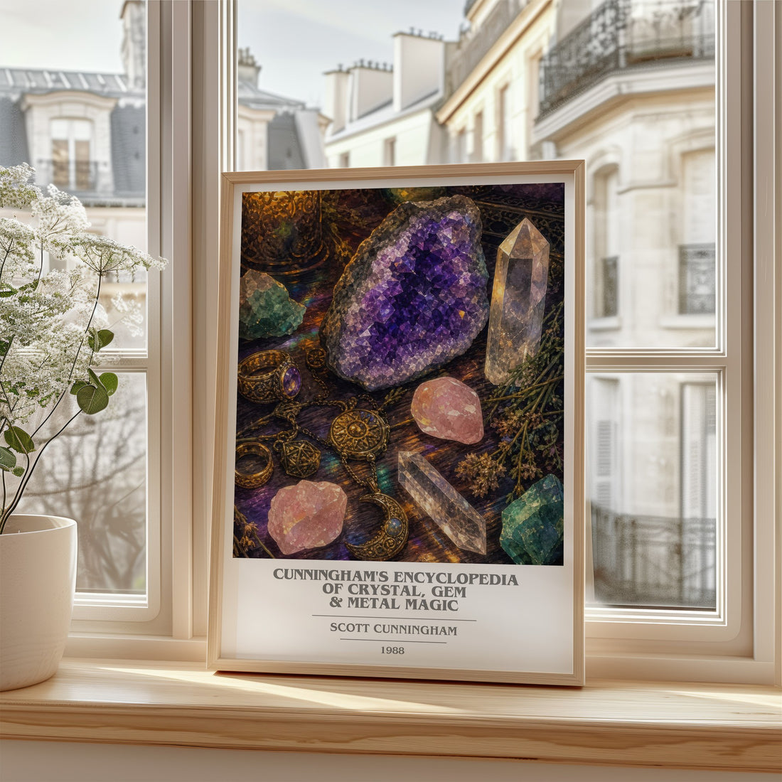 Cunningham's encyclopedia of crystal, gem & metal magic book cover poster colour and style options – Scott Cunningham book