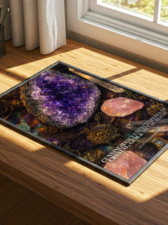 Cunningham's encyclopedia of crystal, gem & metal magic watercolour book poster framed on wall – non fiction wall art