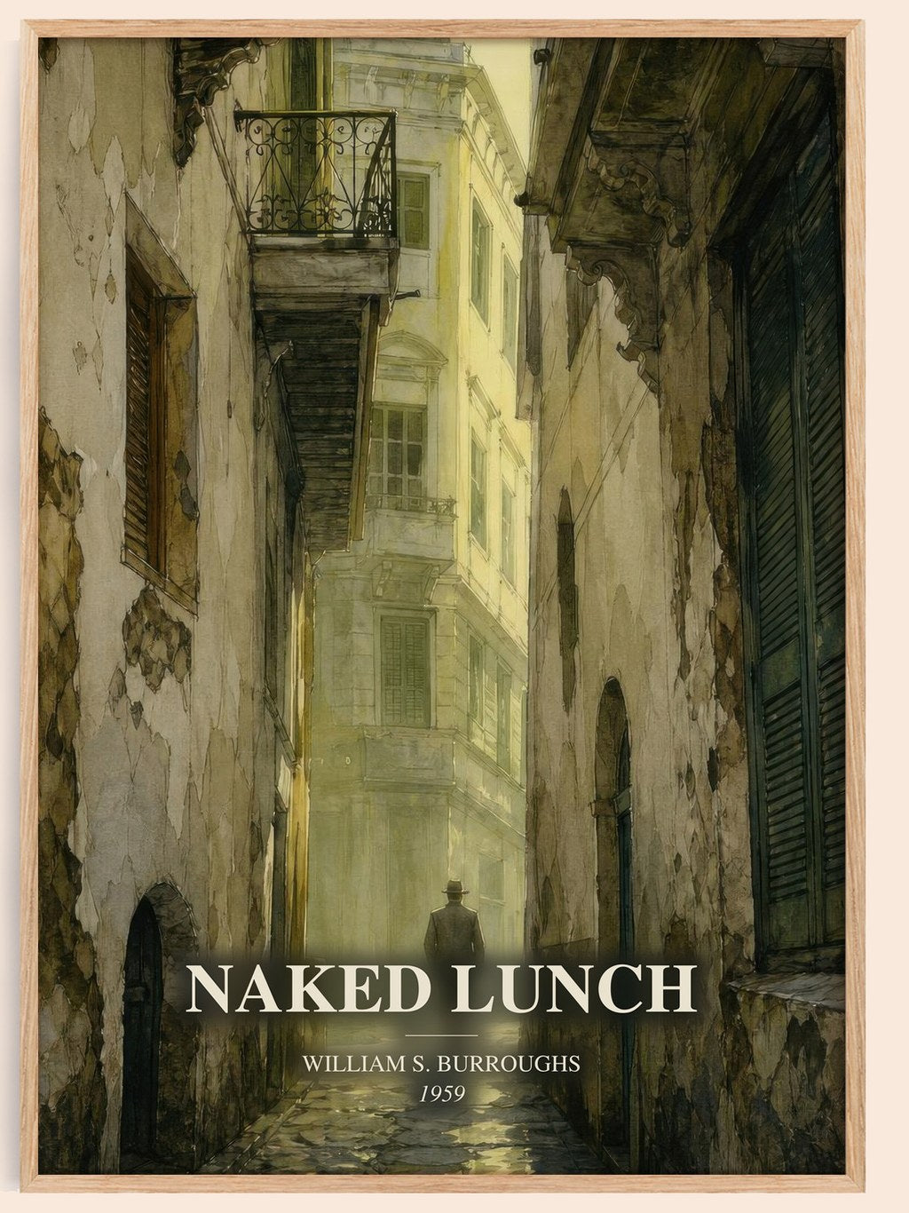Naked Lunch watercolour book poster by William S. Burroughs – framed literary art print