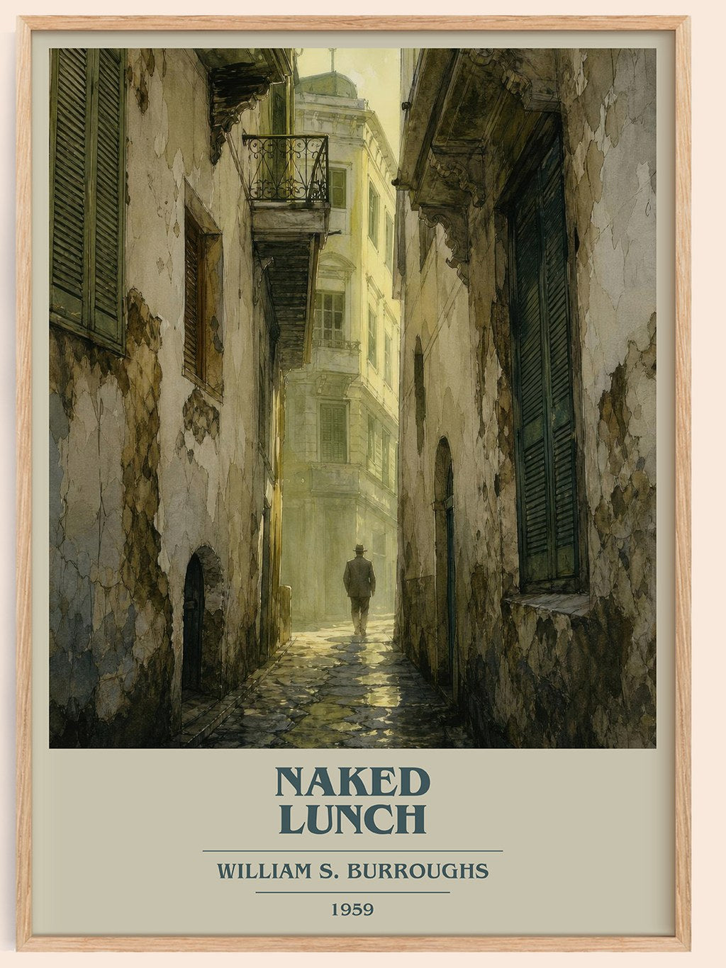 Naked Lunch book cover book poster by William S. Burroughs – framed literary art print
