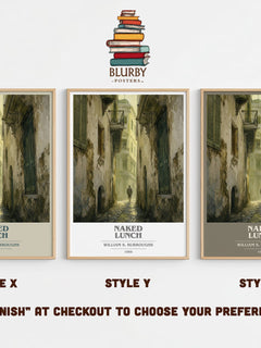 Naked Lunch book cover print in frame leaning in hallway – literary fiction wall art