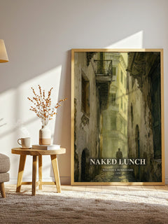 Naked Lunch watercolour print in frame leaning in hallway – literary fiction wall art
