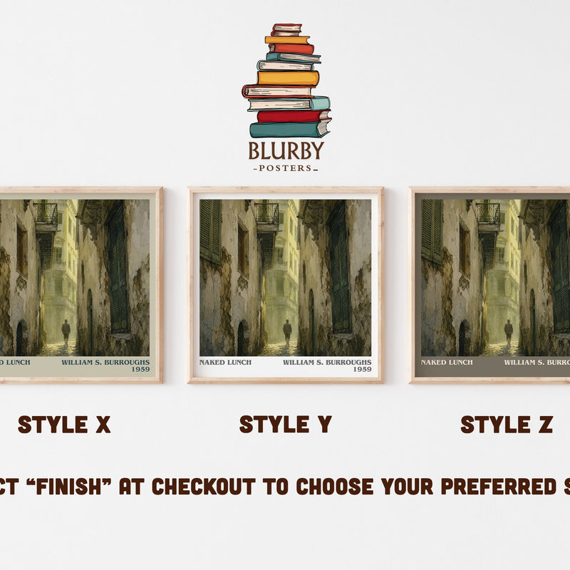 Naked Lunch literary print in frame leaning in hallway – literary fiction wall art