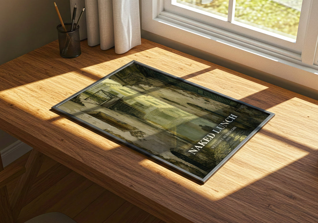 Naked Lunch watercolour book poster framed on wall – literary fiction wall art