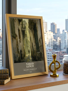 Naked Lunch book cover print framed by window – literary home decor