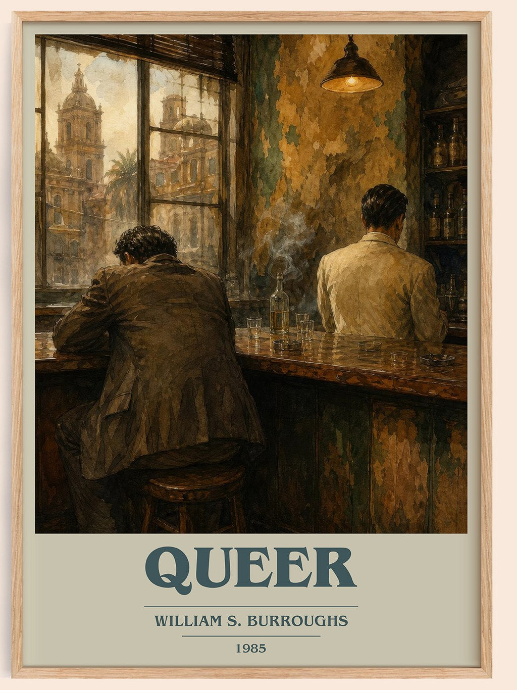 Queer book cover book poster by William S. Burroughs – framed literary art print