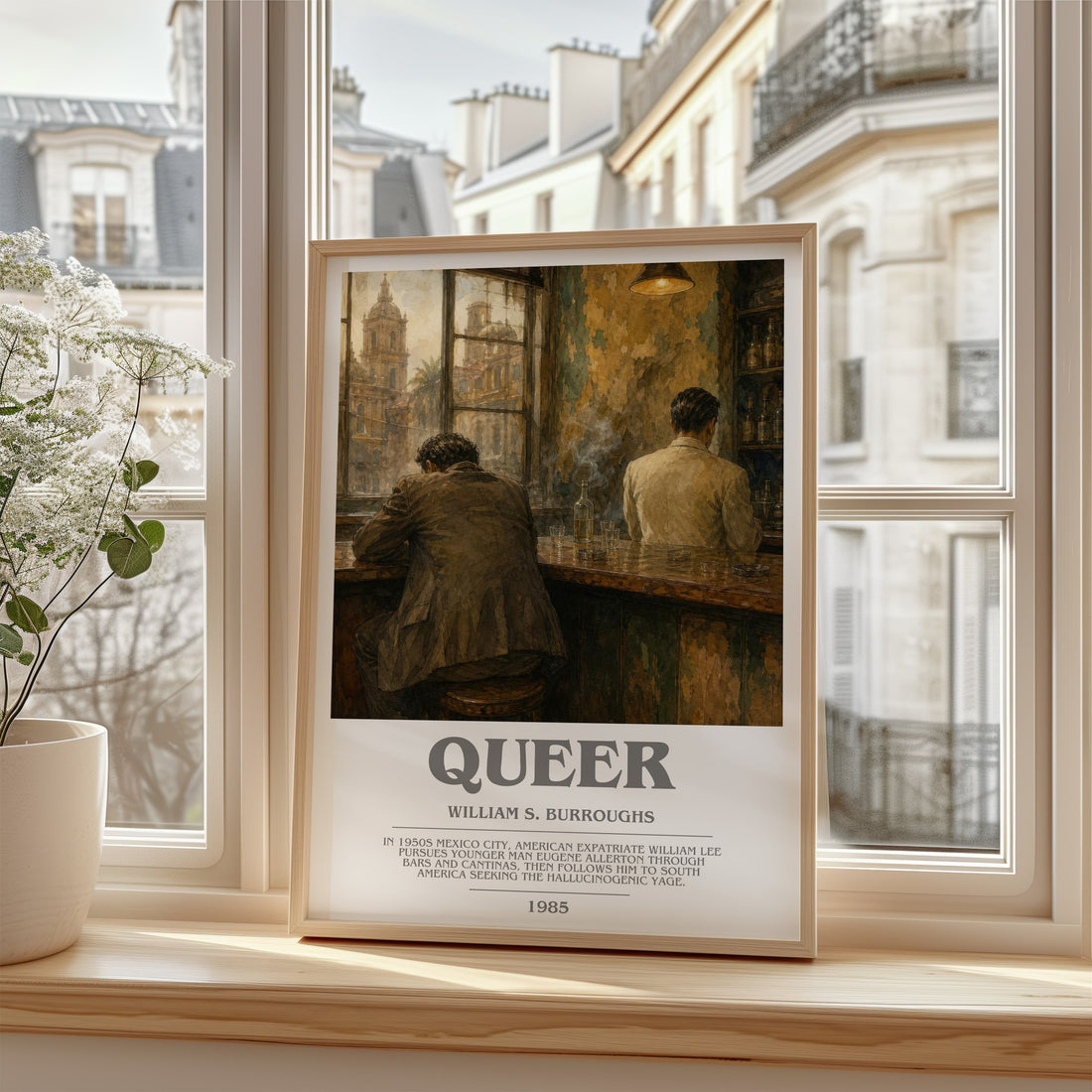 Queer bookish poster colour and style options – William S. Burroughs book art