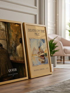 Queer watercolour print framed by window – literary home decor