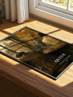 Queer watercolour book poster framed on wall – literary fiction wall art
