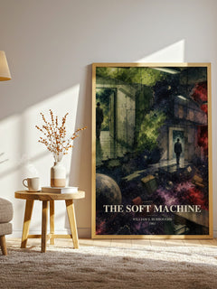 The Soft Machine watercolour print in frame leaning in hallway – literary fiction wall art