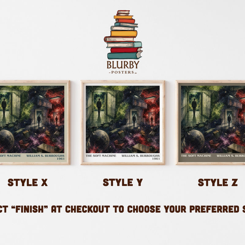 The Soft Machine literary print in frame leaning in hallway – literary fiction wall art