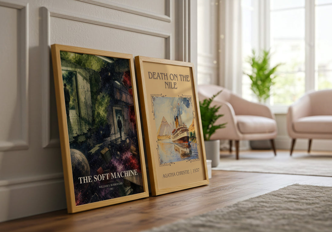 The Soft Machine watercolour print framed by window – literary home decor