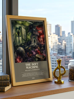 The Soft Machine bookish print framed by window – literary home decor