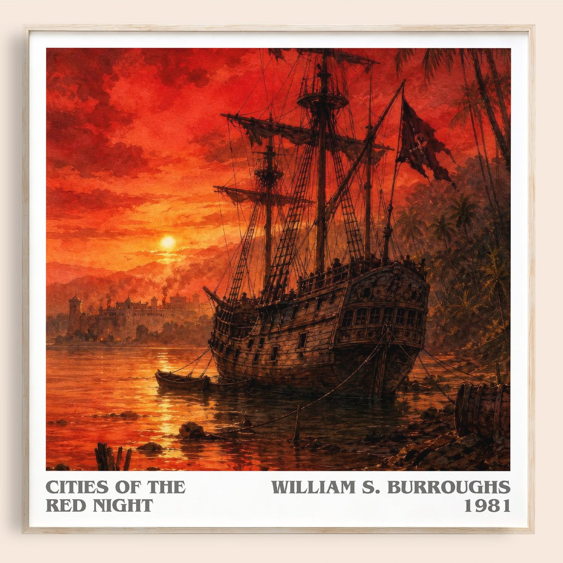 Cities of the Red Night literary book poster by William S. Burroughs – framed literary art print