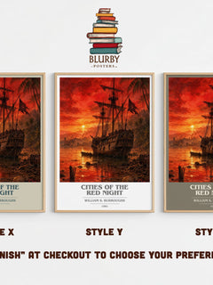 Cities of the Red Night book cover print in frame leaning in hallway – sci fi wall art