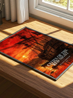 Cities of the Red Night watercolour book poster framed on wall – sci fi wall art