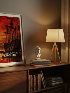 Cities of the Red Night watercolour print on bookshelf – William S. Burroughs fan gift
