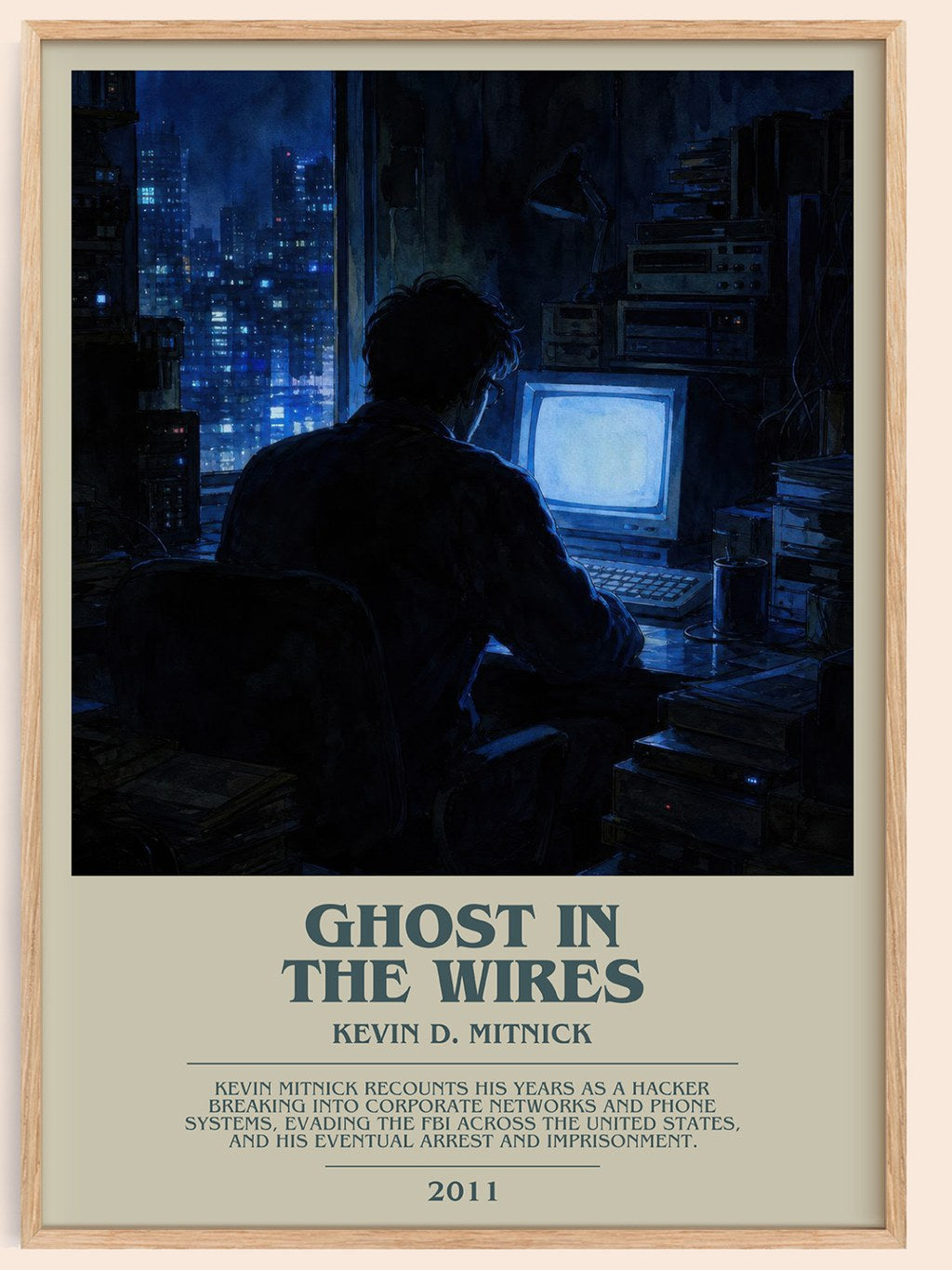 Ghost in the wires bookish book poster by Kevin D. Mitnick – framed literary art print