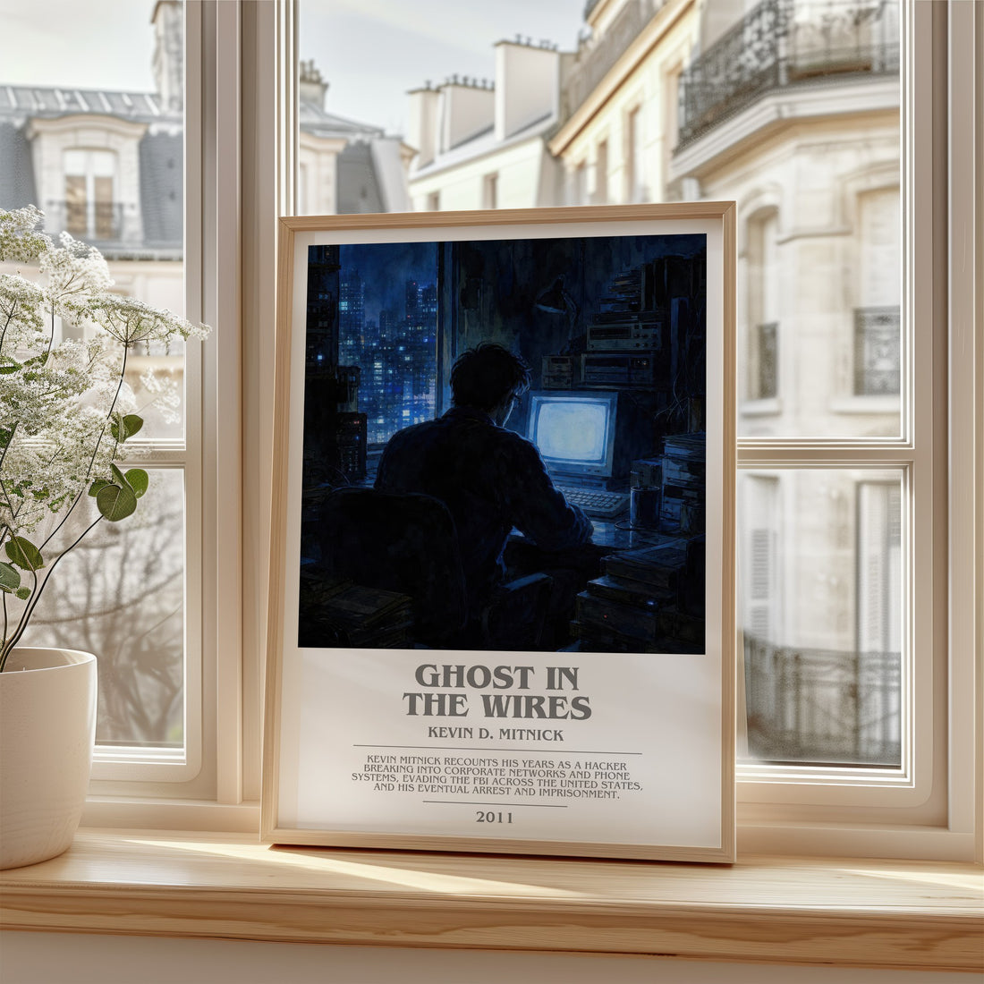 Ghost in the wires bookish poster colour and style options – Kevin D. Mitnick book art