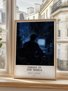 Ghost in the wires book cover poster colour and style options – Kevin D. Mitnick book art