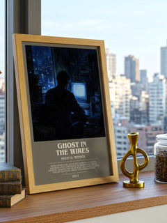 Ghost in the wires bookish print framed by window – literary home decor