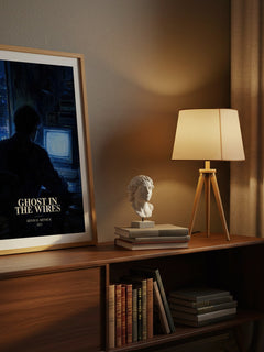 Ghost in the wires watercolour print on bookshelf – Kevin D. Mitnick fan gift
