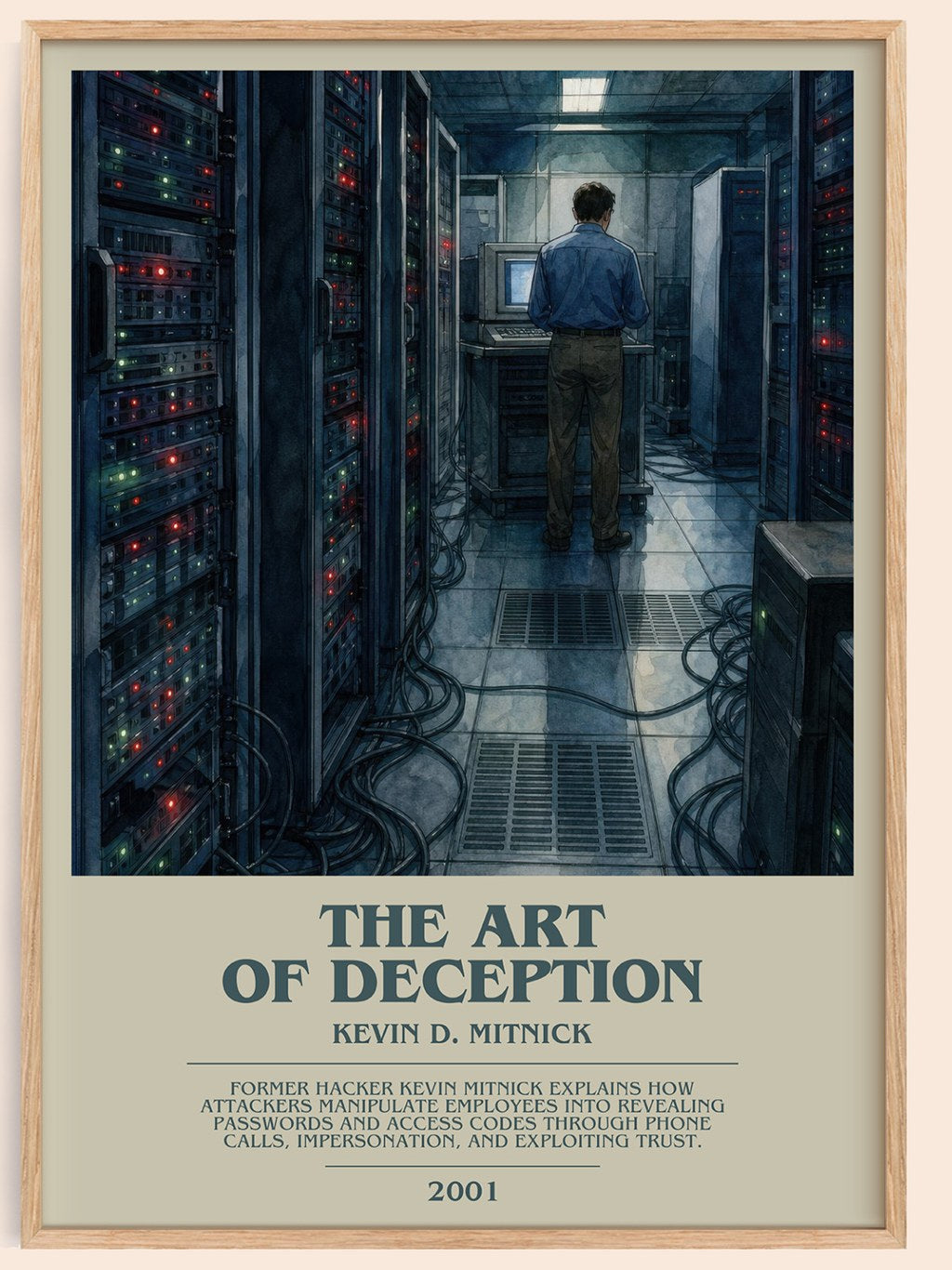 The Art of Deception bookish book poster by Kevin D. Mitnick – framed literary art print