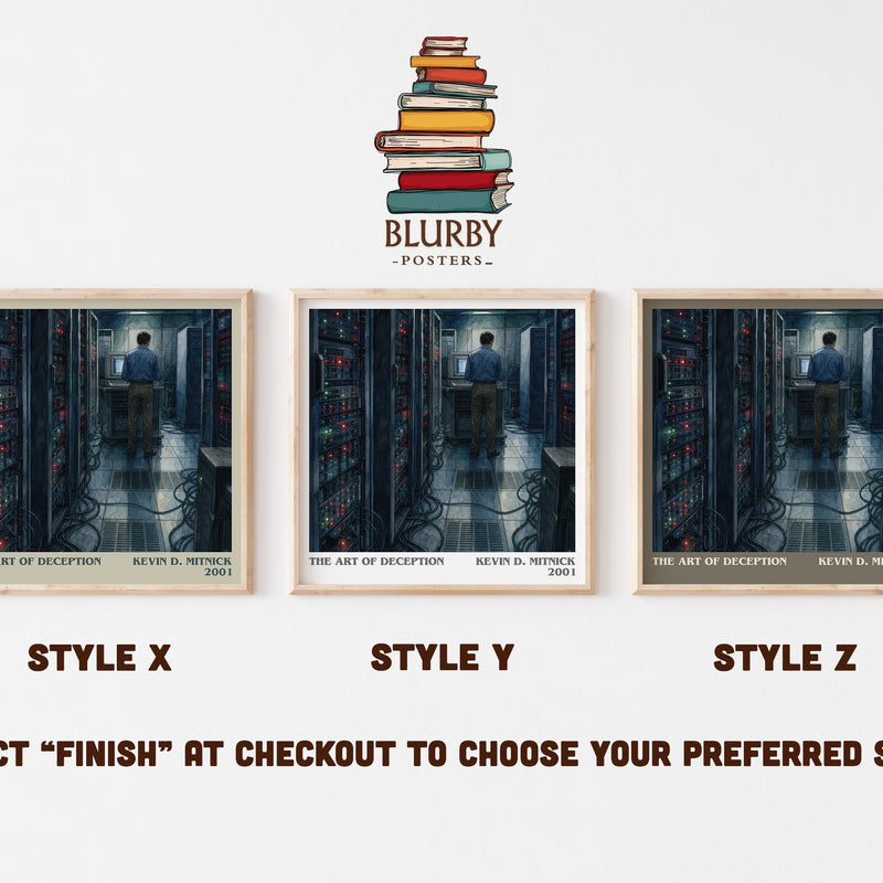 The Art of Deception literary print in frame leaning in hallway – non fiction wall art