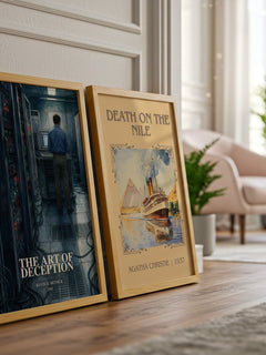 The Art of Deception watercolour print framed by window – literary home decor
